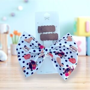 Handmade fall girls hair bow and snap clips